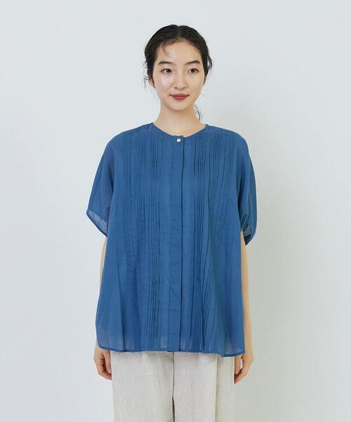 「conges payes ADIEU TRISTESSE」 半袖ブラウス 38 ブルー レディース conges payes ADIEU TRISTESSE 「conges TRISTESSE」 半袖