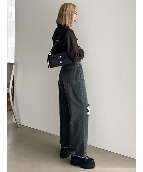 EMODA ジーンズ デニム デニムパンツ リップドワイドジーンンズ