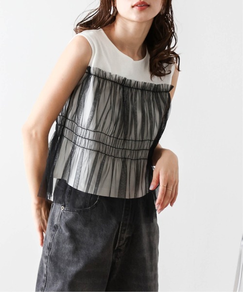 La-gemme tシャツ ビスチェ風チュールトップス レディース