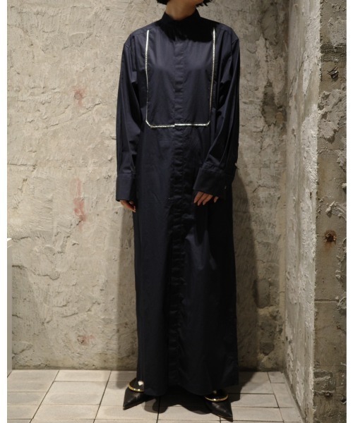 PONTI ワンピース Typewriter Kimkoma Embroidery Shirt Dress 