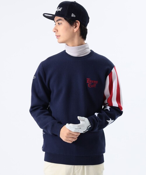 BEAMS GOLFORANGE LABEL USフラッグ ニット L セーター ニット ORANGE LABEL /エアシャット 裏付き USフラッグ