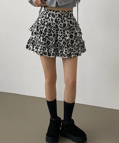 d.i.a/ヒョウ柄ティアードニットミニスカート レオパードティアードミニスカート – WEGO ONLINE STORE