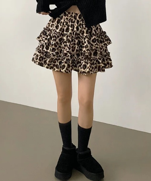 MARS 花柄ヒョウ柄ミニスカート スカパン MARS 花柄ヒョウ柄ミニスカート スカパン