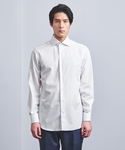 ユナイテッドアローズ　イージーケア ワイドカラー　ドレスシャツ　白 UNITED ARROWS（ユナイテッドアローズ） フォーマル シャツ イージー