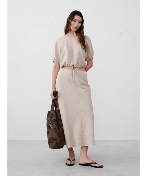 BANANA REPUBLIC スカート　6 新品 セール】BANANA REPUBLIC FACTORY STORE リネンブレンドボタン