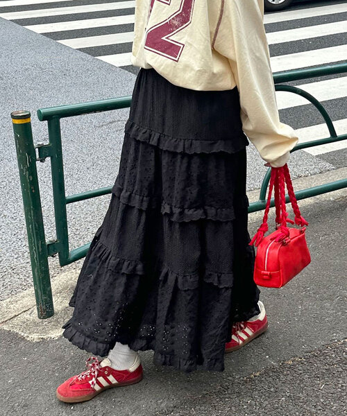 CIAOPANIC（チャオパニック） ロング スカート レースフリルティアード