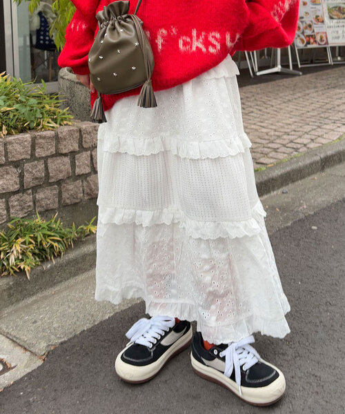 bobon21 リブニットフリルティアードスカート ReAmour スカート フリルティアードスカート : ZOZOTOWN Yahoo!店