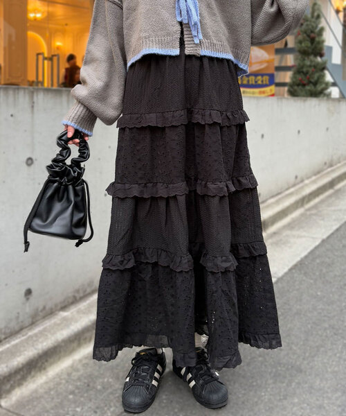 CIAOPANIC スカート レースフリルティアードスカート : ZOZOTOWN