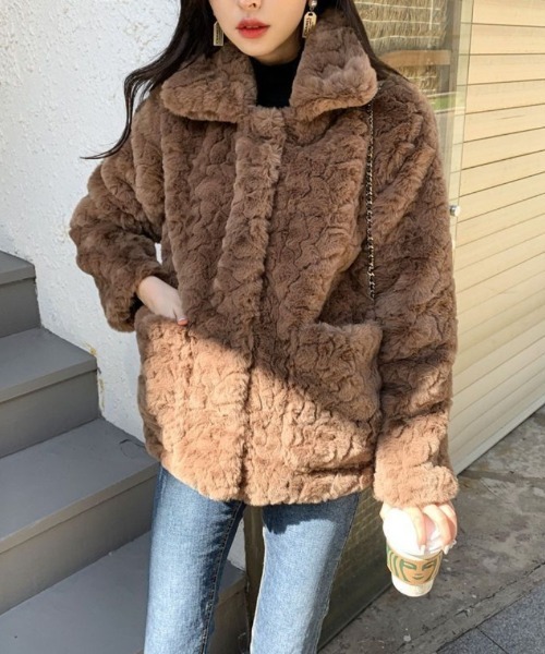コート アウター もこもこ フェイクファー レディース