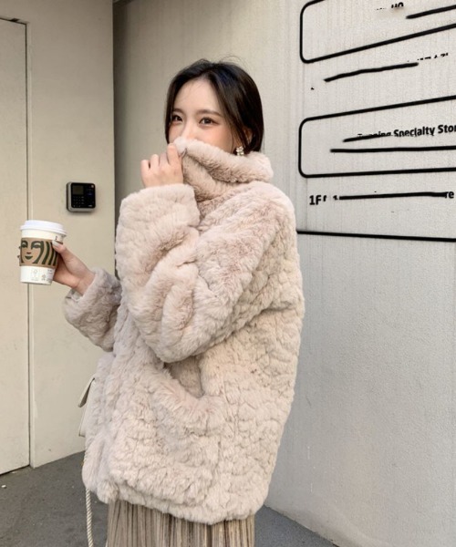 コート アウター もこもこ フェイクファー レディース