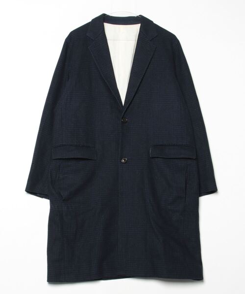 UNUSED（アンユーズド） チェック柄チェスターコート 2 ネイビー