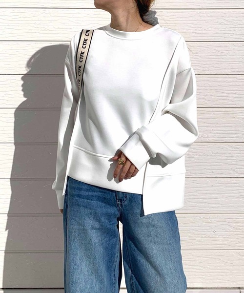 トレーナー スウェット パウンドストレッチバッグZIP プルオーバー レディース Q トレーナー スウェット パウンドストレッチバッグZIP プル