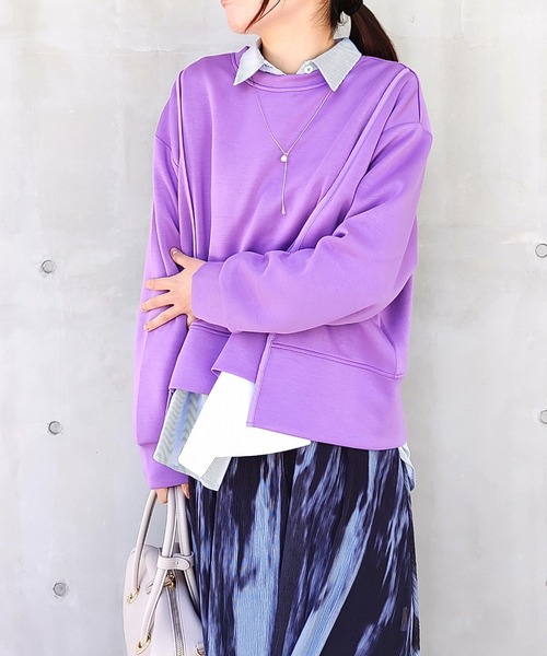 トレーナー スウェット パウンドストレッチバッグZIP プルオーバー レディース Q トレーナー スウェット パウンドストレッチバッグZIP プル