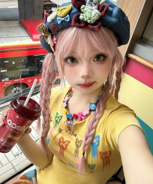 DEVICE（デバイス） tシャツ バタフライ カラフル ギャル ポップ