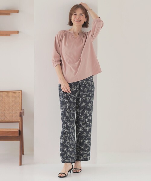 tシャツ 「洗える」トリコットバイオ シャーリング カットソー レディース tシャツ 「洗える」トリコットバイオ シャーリング カットソー