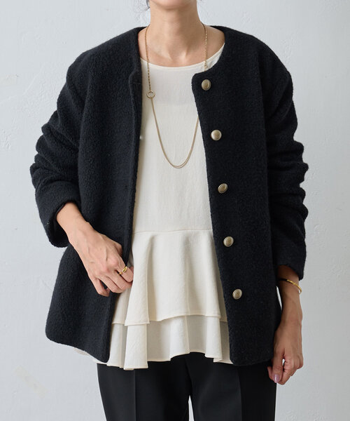 BEARDSLEY（ビアズリー） ノーカラージャケット FREE ブラック