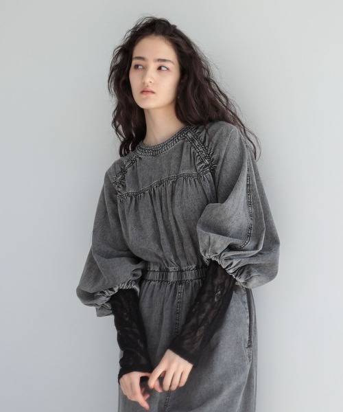 韓国♡シャーリングで 女っぽデニム ♪ デニム サロペット オーバーオール サロペット レディース デニムサロペット デニムオーバーオール