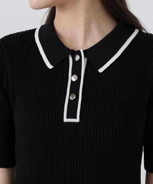 PROPORTION BODY DRESSING ワンピース ポロ襟リブミニニット