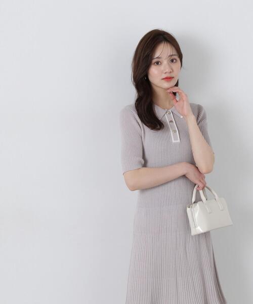 PROPORTION BODY DRESSING ワンピース ポロ襟リブミニニット