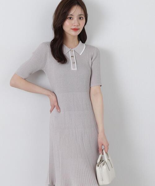 PROPORTION BODY DRESSING ワンピース ポロ襟リブミニニット