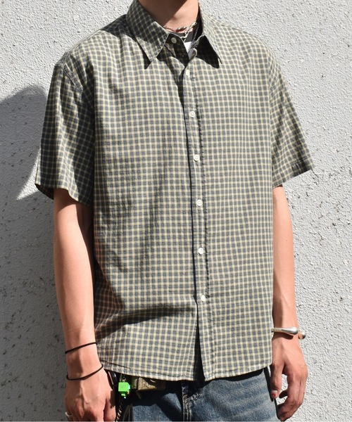 Noen（ノエン） シャツ 半袖 グラフチェック半袖シャツ メンズ