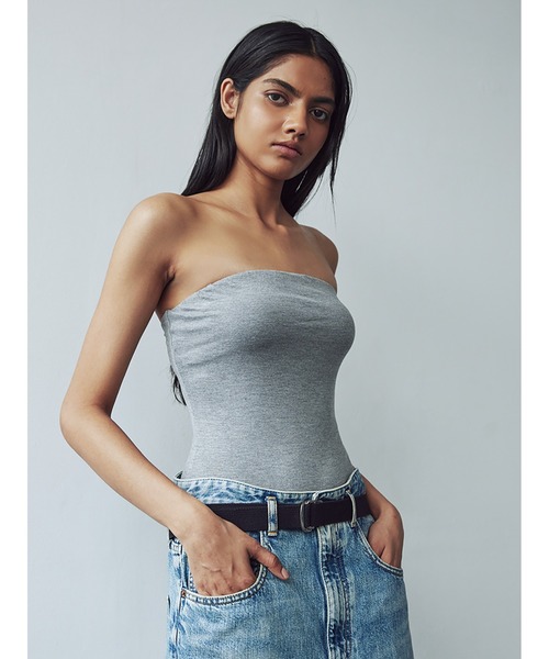 チューブトップ ベアトップ 「TOPS」NEW SEQUINS BARETOP グレー（07）】【F】[TOPS]NEW SEQUINS BARETOPの通販 by ADAM