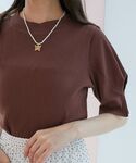 tシャツ 半袖 タックスリーブトップス レディースの詳細画像1