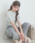 tシャツ 半袖 タックスリーブトップス レディースの詳細画像2