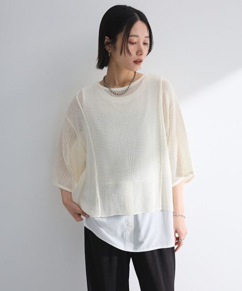 Green Parks（グリーンパークス） tシャツ 七分袖コットンメッシュ