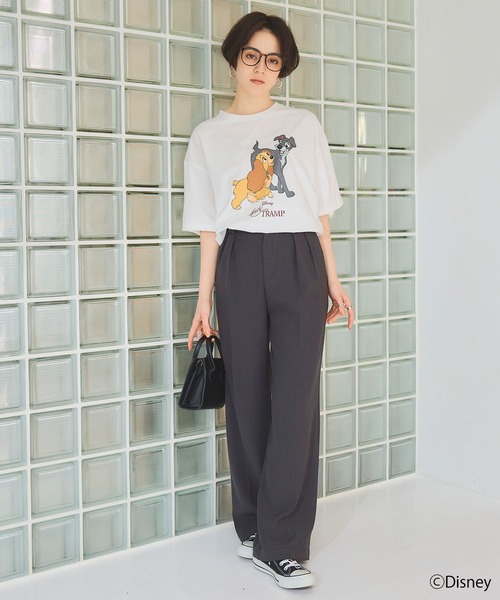 【Disney】US Disney Parks わんわん物語 男女兼用 半袖Tシャツ Disney tシャツ 「Disney/ディズニー」わんわん物語レディ
