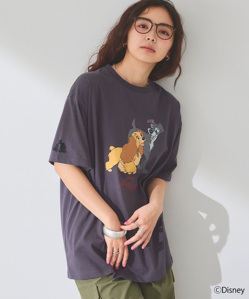 【Disney】わんわん物語 刺繍 半袖 コットン Tシャツ Disney】わんわん物語 刺繍 半袖 コットン Tシャツ (Disney/T
