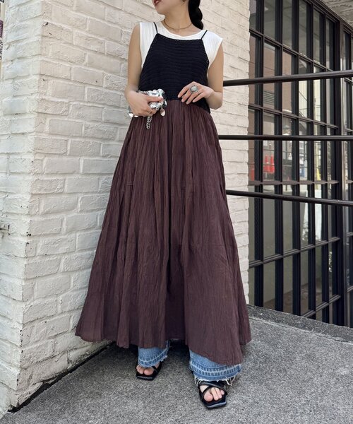 WILLOW ワンピース 「willow」クロシェ切替キャミワンピース