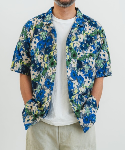 quadro シャツ 60ローン花柄ptオープン半袖シャツ メンズ : ZOZOTOWN