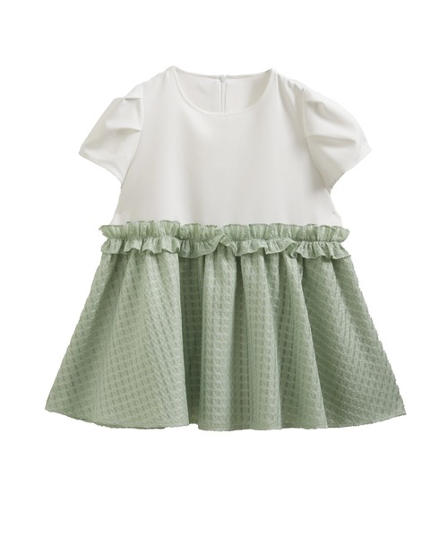 fitmore シアーチェックペプラムトップス 半袖 ピンク・ホワイト Fit more シアーチェックペプラムトップス レディース