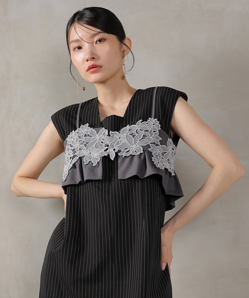 Kana ドレス ピンストライプワンピース 花柄 ビスチェ 2点セット