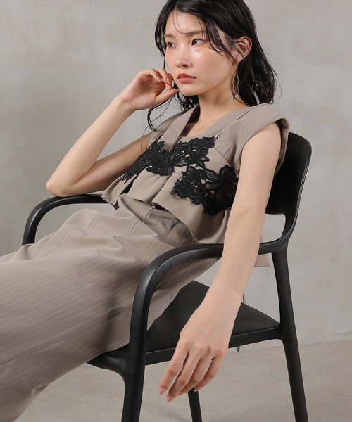 Kana ドレス ピンストライプワンピース 花柄 ビスチェ 2点セット