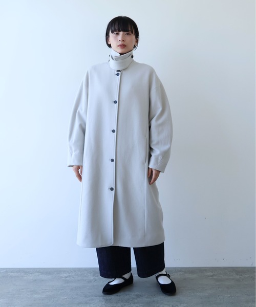 yuni ステンカラーコート コート ウールsuper100 bal collar cocoon
