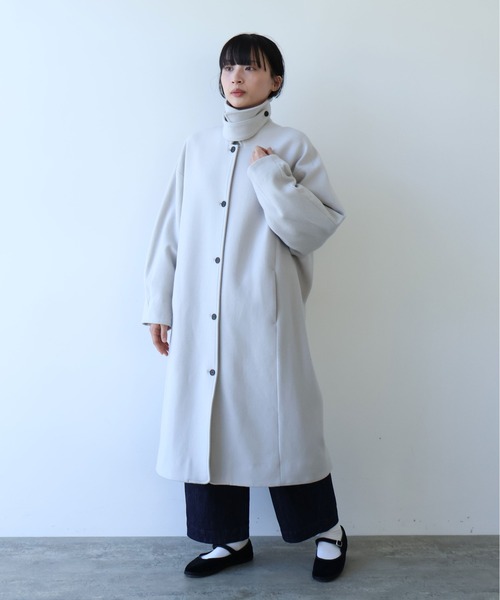 yuni ステンカラーコート コート ウールsuper100 bal collar cocoon