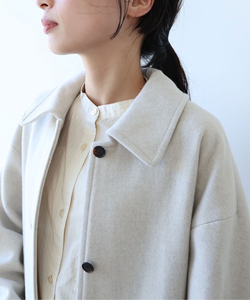 yuni ステンカラーコート コート ウールsuper100 bal collar cocoon