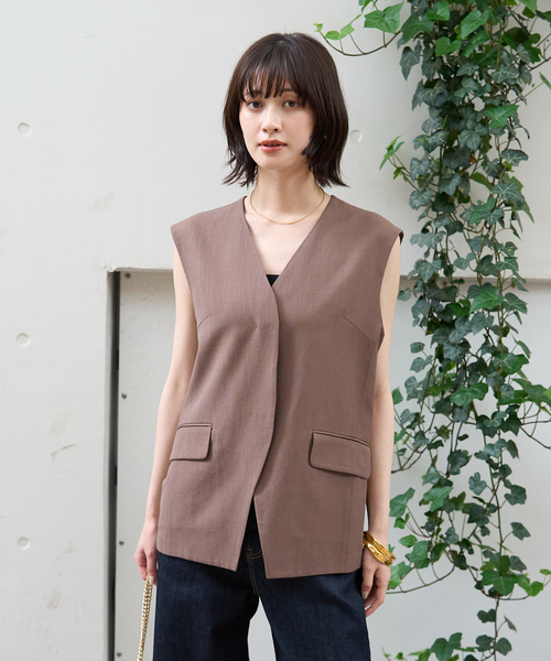 Rouge vif Anna ベスト ジレ リネン混サマーノーカラー