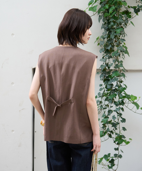 Rouge vif Anna ベスト ジレ リネン混サマーノーカラー