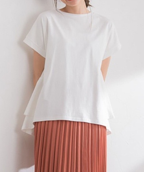 tシャツ バック二段フリル半袖Tシャツ レディース