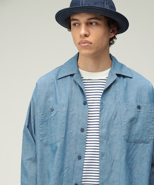 BEAMS+（ビームスプラス） シャツ MIL Open Collar Chambray メンズ
