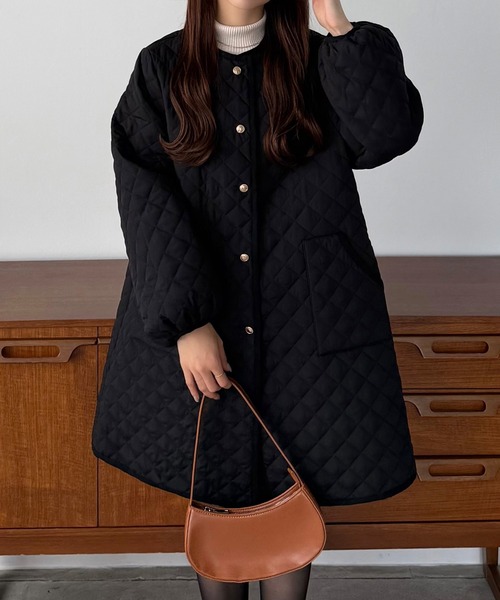 callautia（カラウティア） ノーカラーコート コート 金ボタンノー