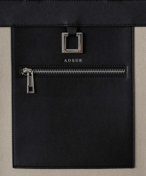 美品　ADRER アドラー　トートバッグ　2way ブラック　キャンパスバッグ 美品】ADRER アドラー トートバッグ 2WAY キャンバス×レザー 黒