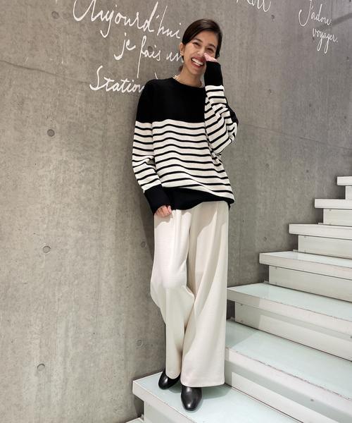 お値下げしました　新品IENA BLACK ストライプニットセーターフリーサイズ IENA（イエナ） 長袖ニット FREE ブラック レディース : ZOZOTOWN