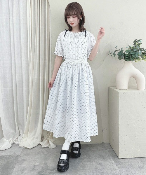 F i.n.t ワンピース ドット柄オフショルワンピース「1枚で快適