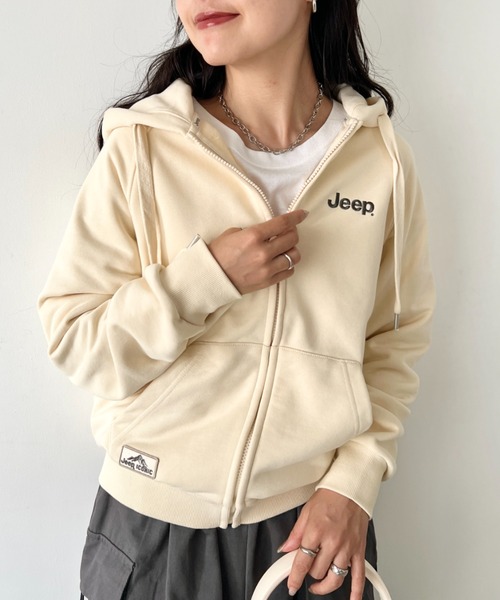 ジバンシー　ロゴプレート　ジップアップ ジャケット　M相当　コットン　ベージュ系 Jeep（ジープ） パーカー 「日本未発売/WEB限定」JEEP(ジープ)/ロゴ