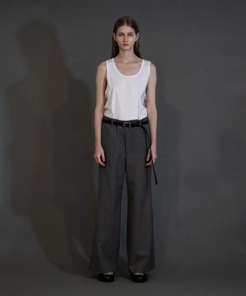 パンツ Stripe wool slacks JOHNLAWRENCESULLIVAN - Wool stripe pleated trousers （BLACK