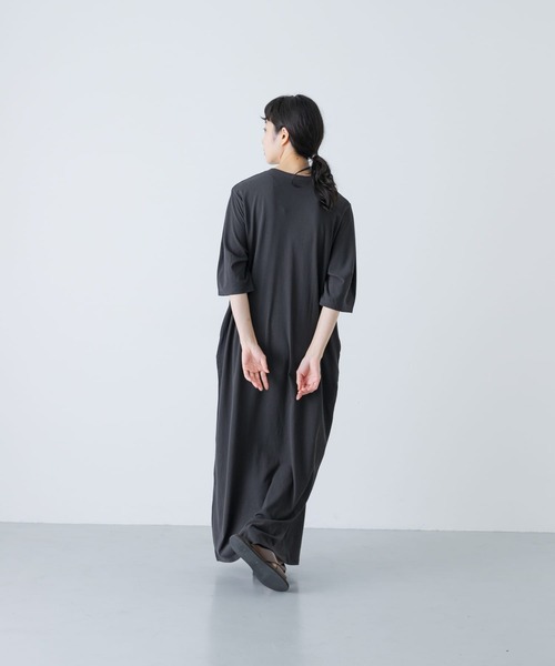 かぐれ【24aw】コットンカットワイドロングワンピース 黒 ブラック 綿100% かぐれ【24aw】コットンカットワイドロングワンピース 黒
